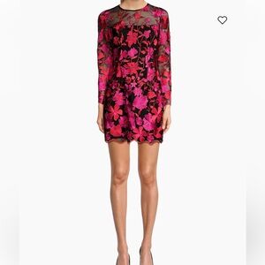 NWT Milly Scottie embroidered pink black mini whimsigoth party formal dress 6